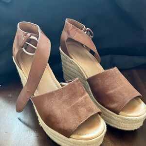 Nine West Brown Wedge Sandals